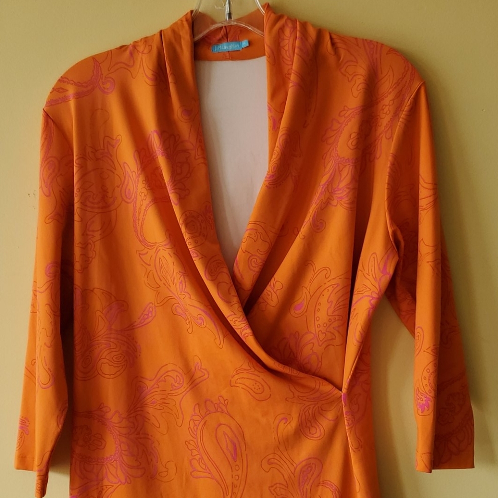 J Mc Laughing Bright Orange Dress Nylon Spandex M